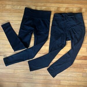 Bundle | 2 pairs high rise black leggings | size S | Pact and unknown brand